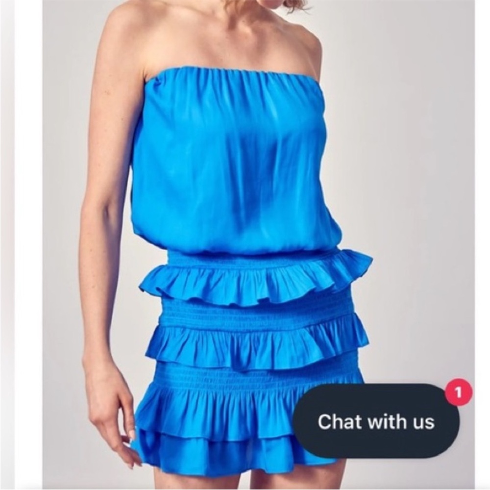 Do+Be ruffled blue strapless large bodycon dress (bin W)